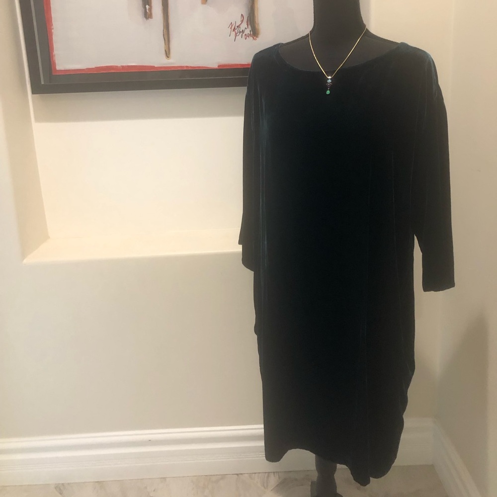 Eileen Fisher Velvet Deep Teal Dress